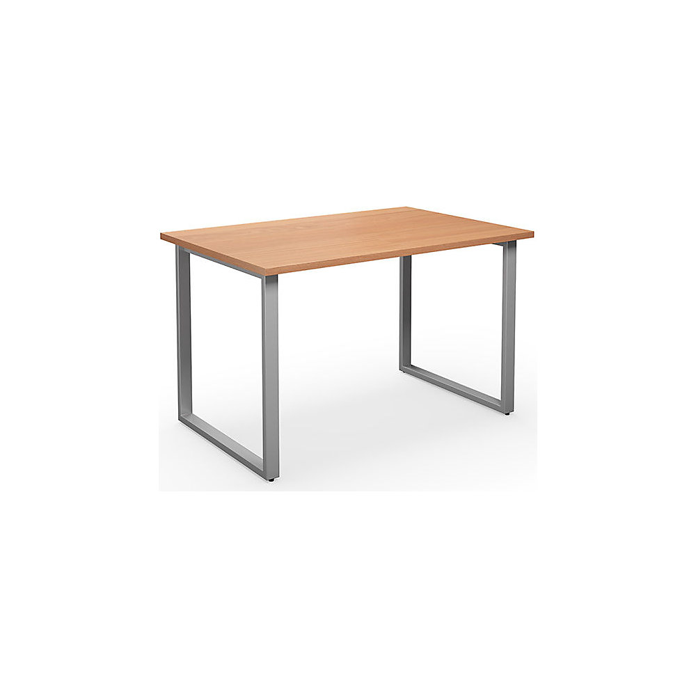 Multifunctionele tafel DUO-O, recht blad, diepte 800 mm, breedte 1200 mm, beukenhout / zilverkleurig
