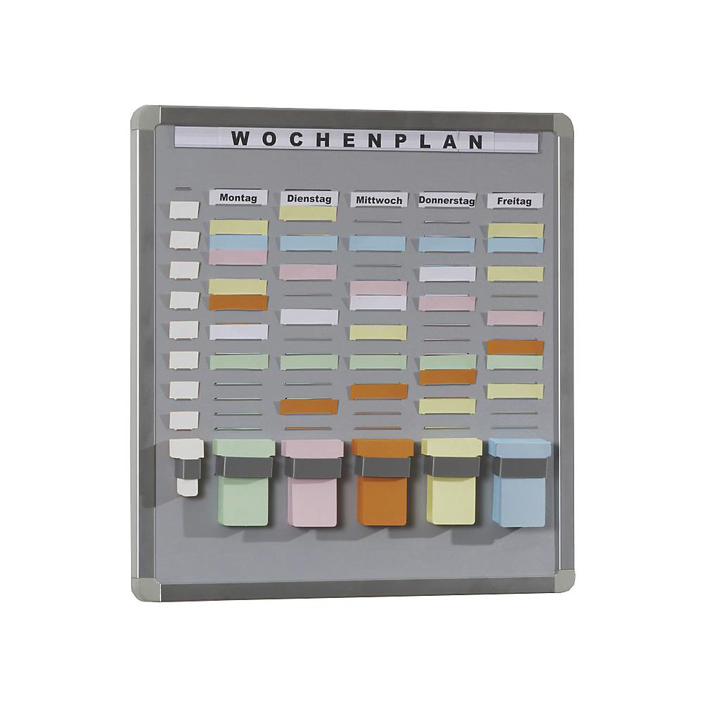 EICHNER T-card systeembord, steunplaat van hardschuim, grijs, b x h = 656 x 532 mm, met 35 vakken en 6 rijen