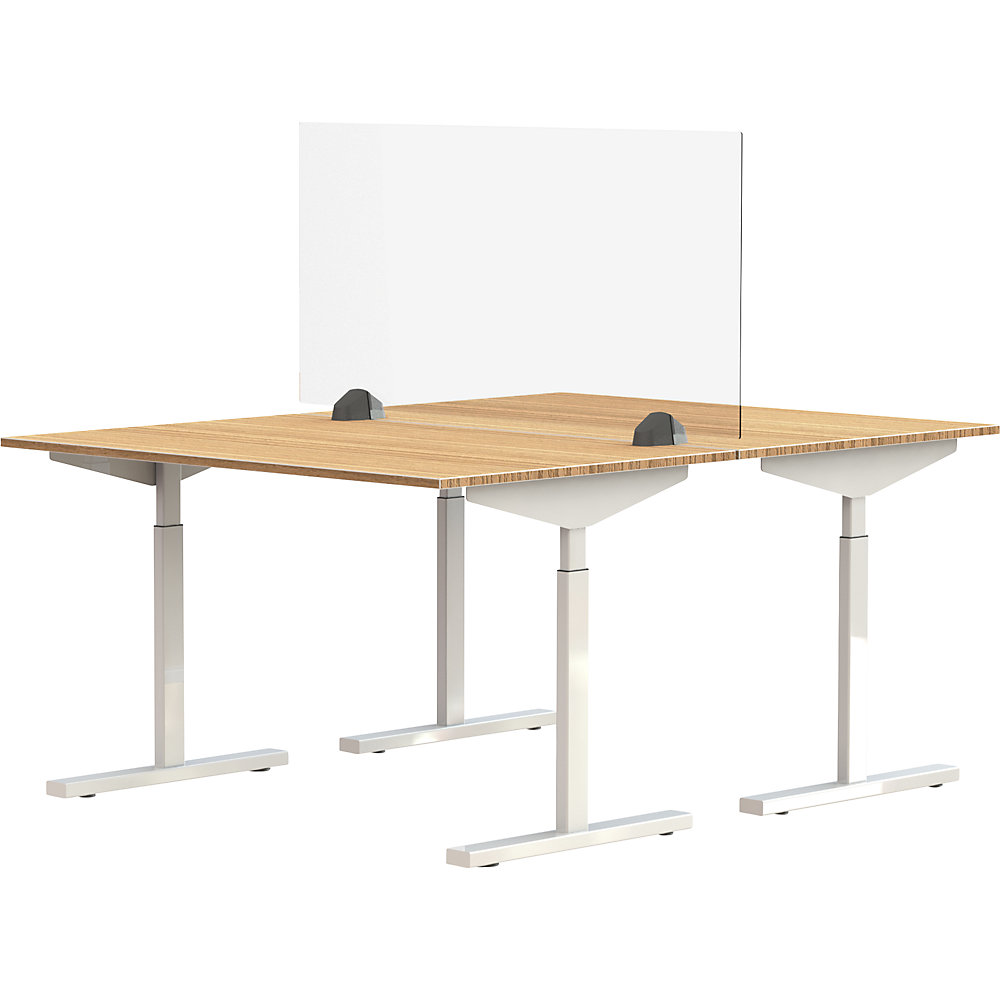 Tafelscheidingswand voor dubbele werkplek, acrylglas en polystyreen, transparant, breedte 1200 mm