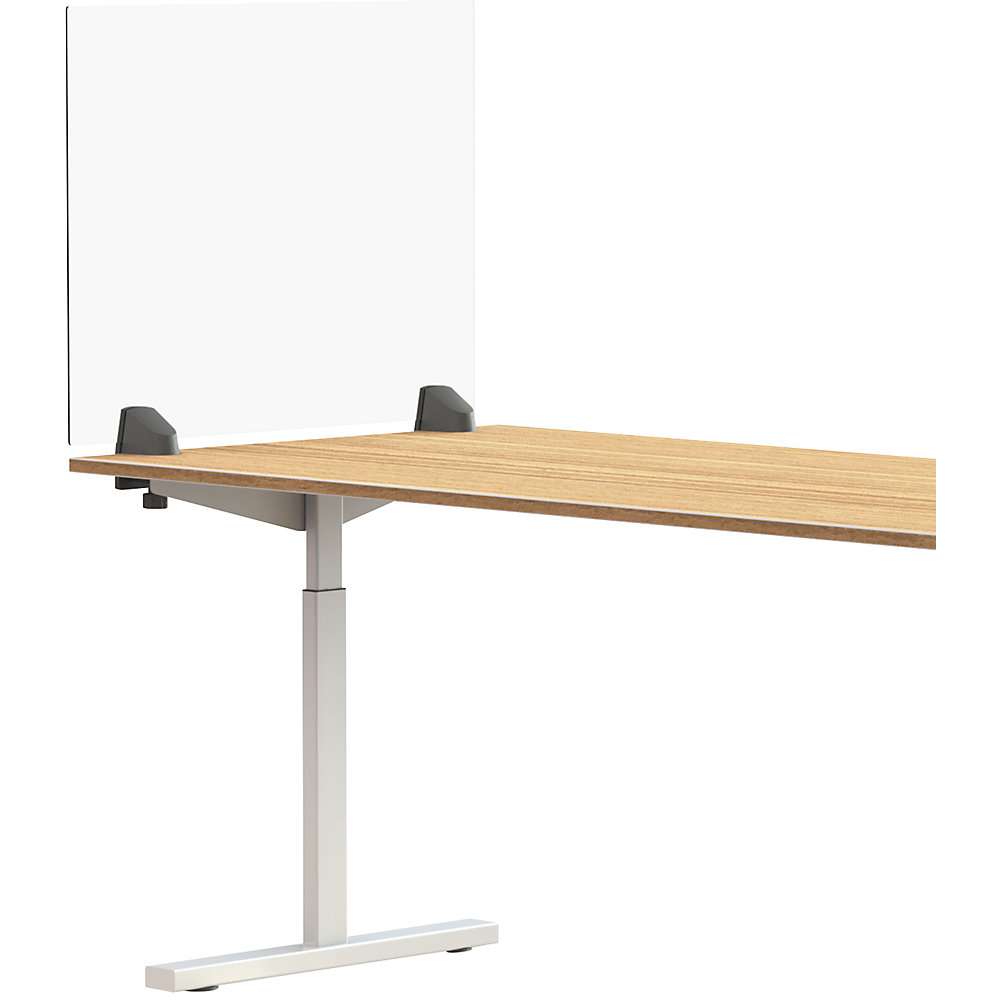 Tafelscheidingswand voor individuele werkplek, acrylglas en polystyreen, transparant, breedte 750 mm