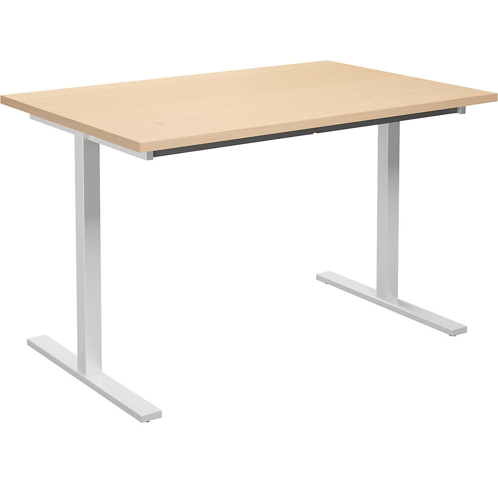 Multifunctionele tafel DUO-T, recht blad, h x d = 740 x 800 mm, breedte 1200 mm, berkenhout, wit