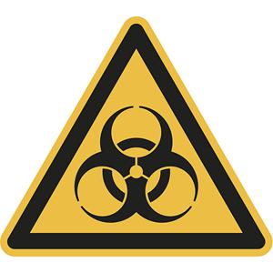 Waarschuwingsbord, waarschuwing voor biologisch besmettingsgevaar, VE = 10 stuks, hoeklengte 100 mm
