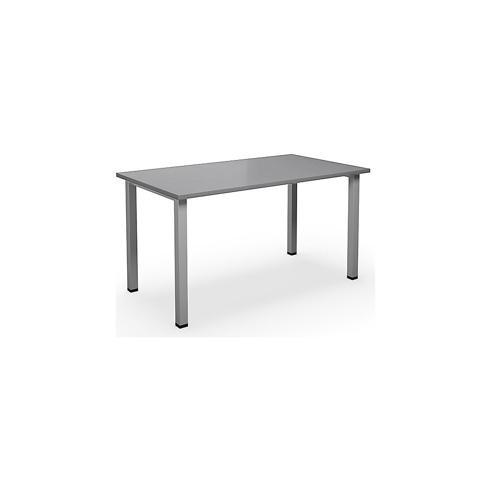 Multifunctionele tafel DUO-U, recht blad, diepte 800 mm, breedte 1400 mm, lichtgrijs, zilverkleurig