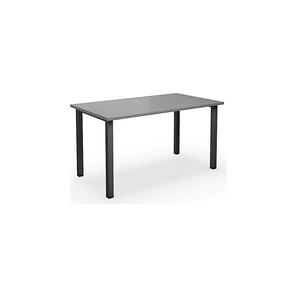 Multifunctionele tafel DUO-U, recht blad, diepte 800 mm, breedte 1400 mm, lichtgrijs, zwart