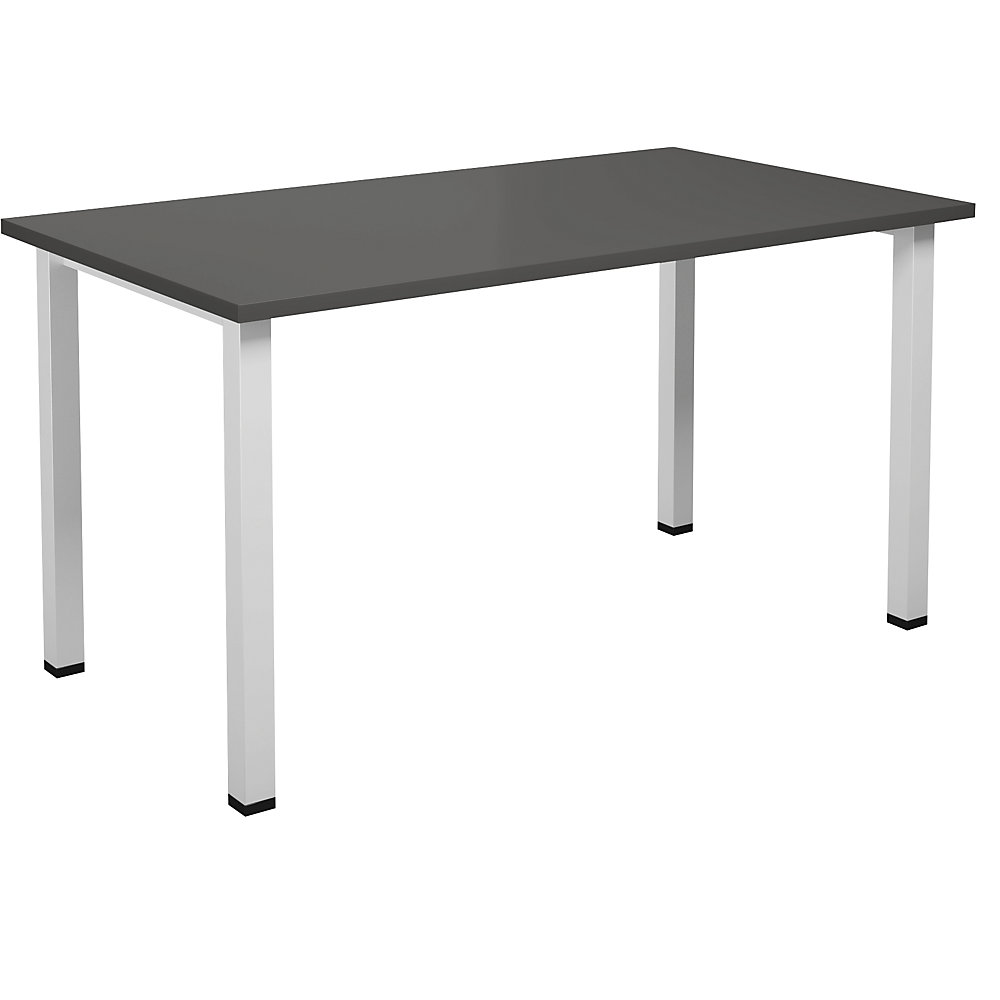 Multifunctionele tafel DUO-U, recht blad, diepte 800 mm, breedte 1400 mm, donkergrijs, wit