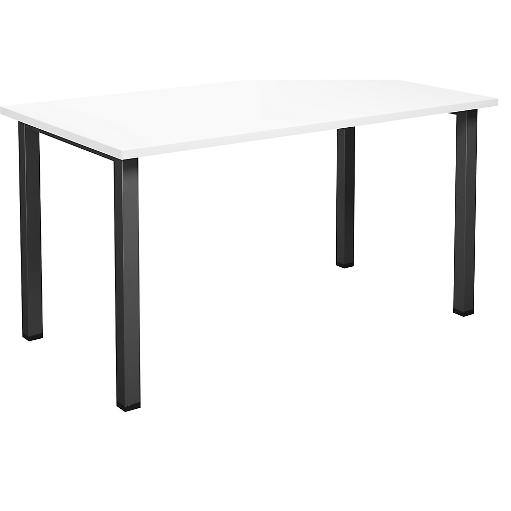 Multifunctionele tafel DUO-U, recht blad, diepte 800 mm, breedte 1400 mm, wit, zwart