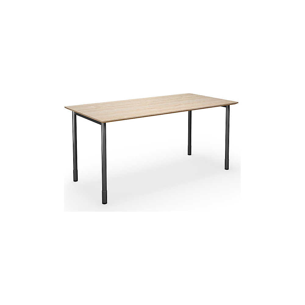 Multifunctionele tafel DUO-C Trend, recht blad, diepte 800 mm, breedte 1600 mm, eikenhout / zwart