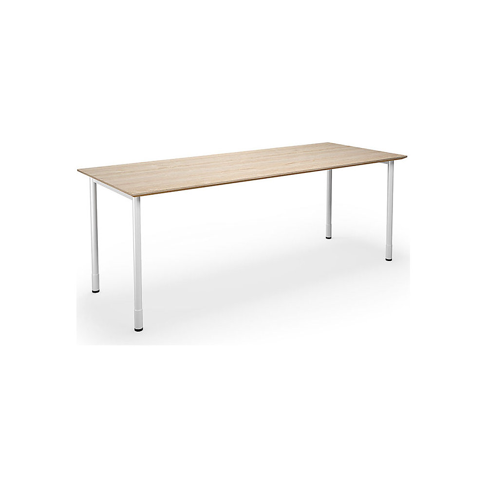 Multifunctionele tafel DUO-C Trend, recht blad, diepte 800 mm, breedte 2000 mm, eikenhout / wit