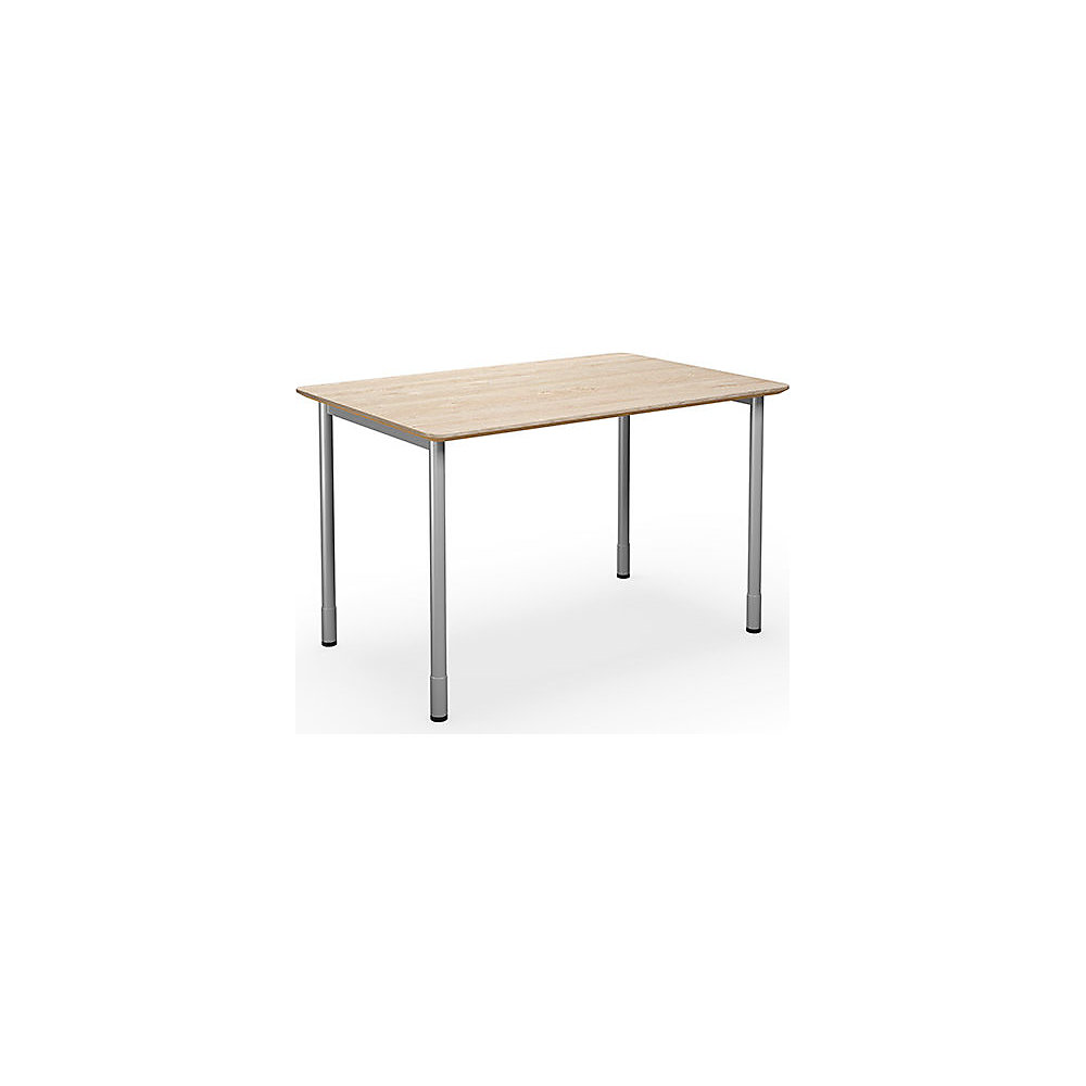 Multifunctionele tafel DUO-C Trend, recht blad, afgeronde hoeken, diepte 800 mm, breedte 1200 mm, eikenhout, zilverkleurig