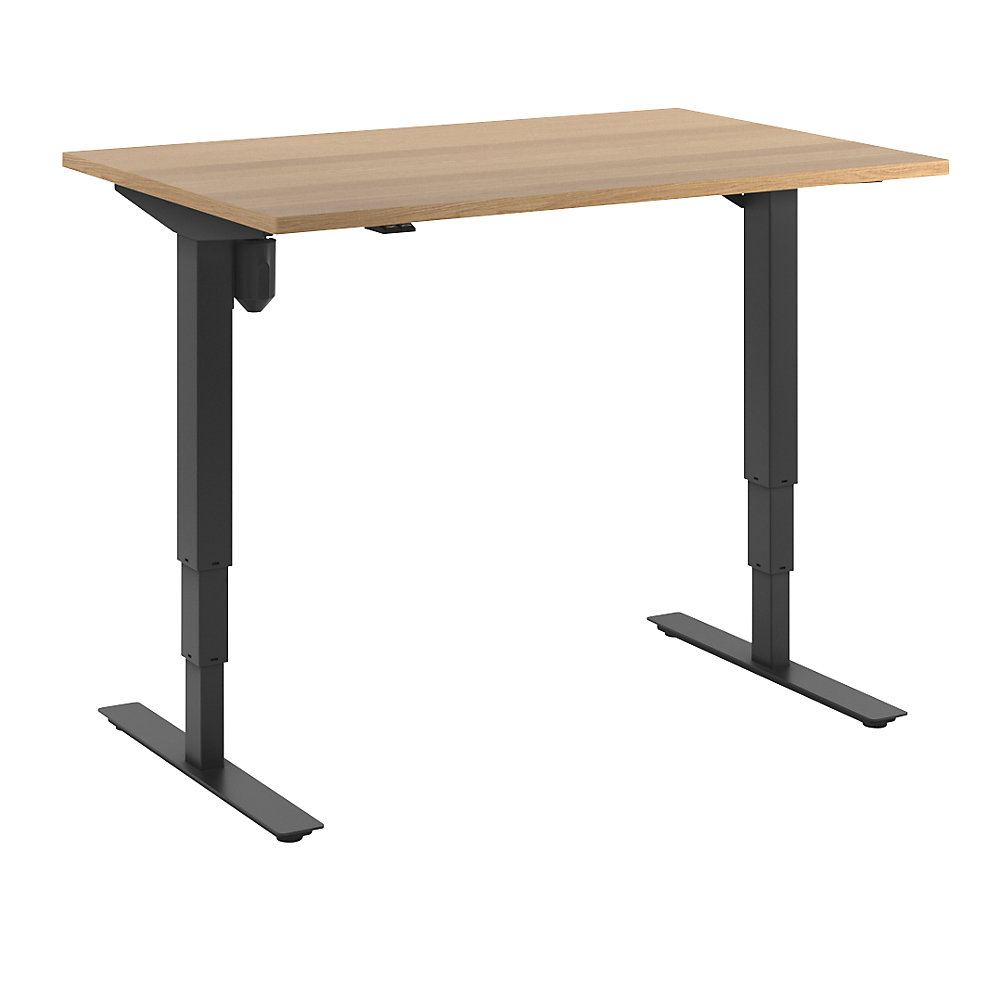 Bureau Atlanta, elektrisch in hoogte verstelbaar, recht, b x d = 1200 x 800 mm, beukenhout/zwart