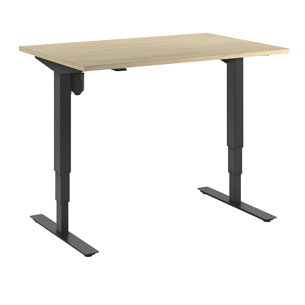 Bureau Atlanta, elektrisch in hoogte verstelbaar, recht, b x d = 1200 x 800 mm, eikenhout/zwart