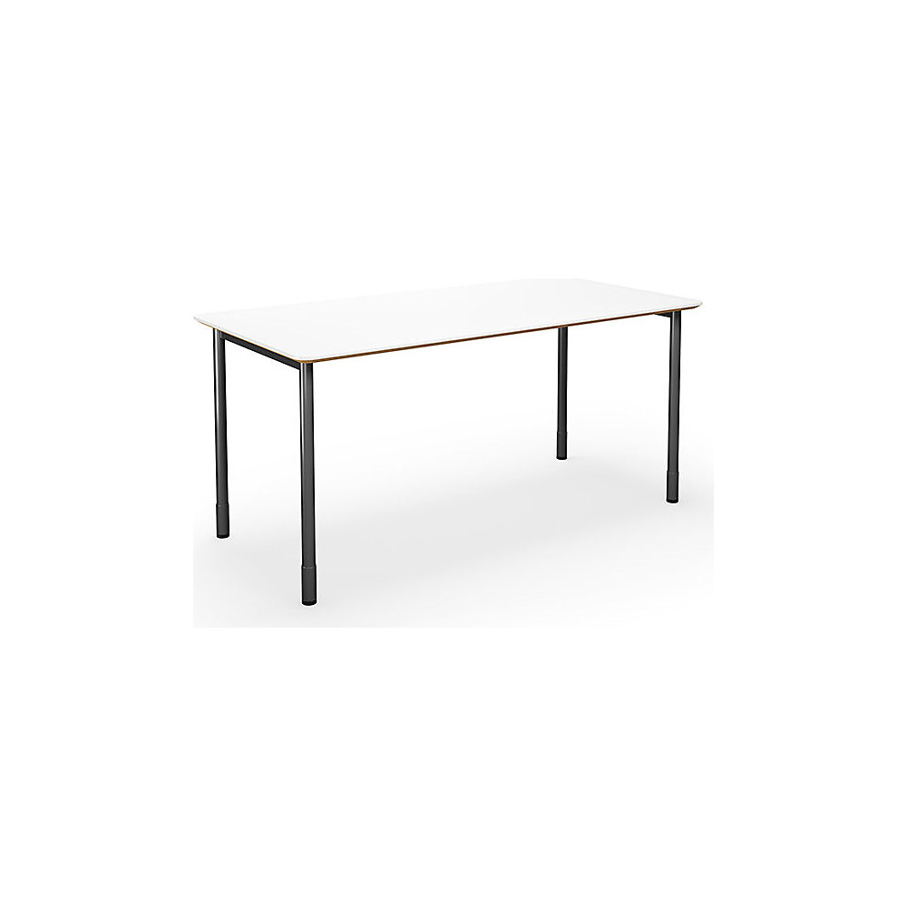 Multifunctionele tafel DUO-C Trend, recht blad, afgeronde hoeken, diepte 800 mm, breedte 1600 mm, wit, zwart