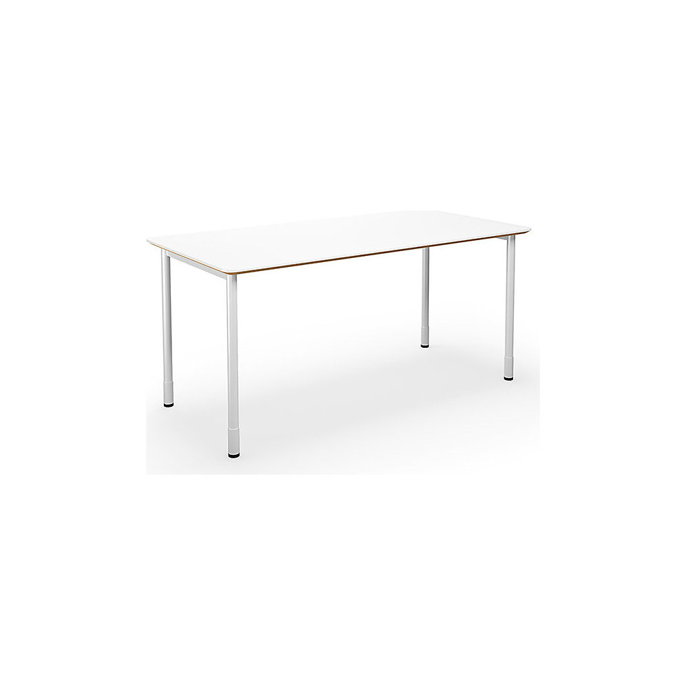 Multifunctionele tafel DUO-C Trend, recht blad, afgeronde hoeken, diepte 800 mm, breedte 1600 mm, wit, wit