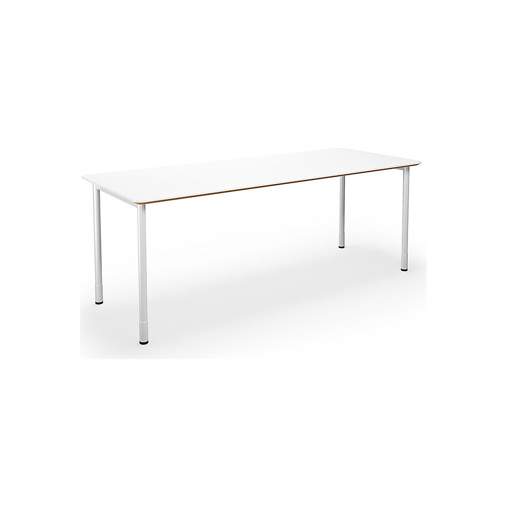 Multifunctionele tafel DUO-C Trend, recht blad, afgeronde hoeken, diepte 800 mm, breedte 2000 mm, wit, wit