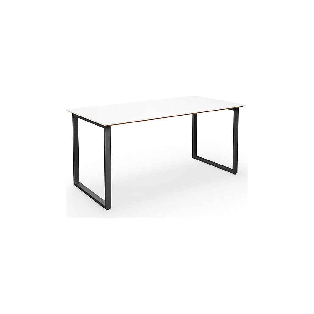 Multifunctionele tafel DUO-O Trend, recht blad, diepte 800 mm, breedte 1600 mm, wit / zwart