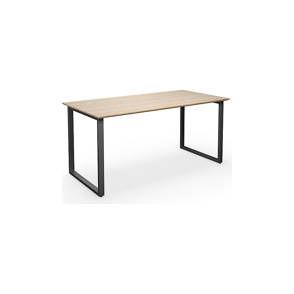 Multifunctionele tafel DUO-O Trend, recht blad, diepte 800 mm, breedte 1600 mm, eikenhout / zwart