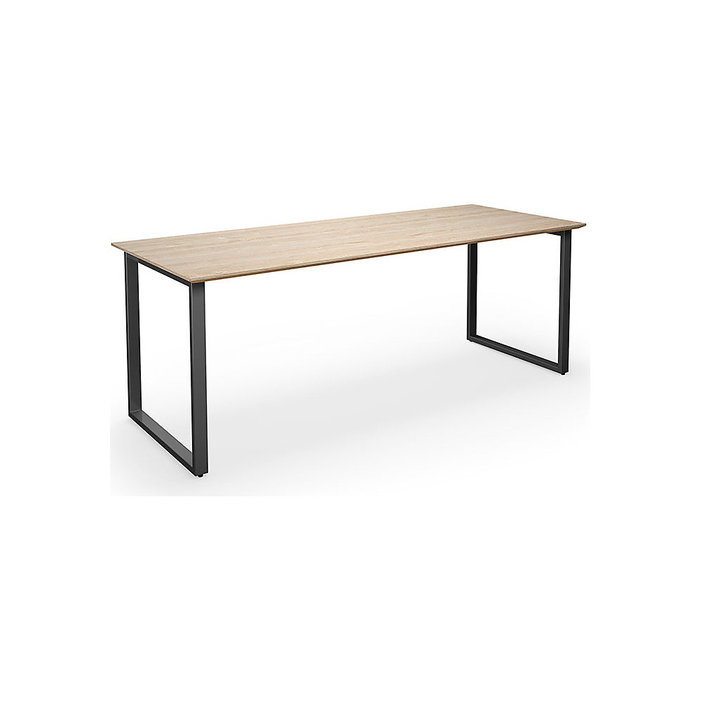 Multifunctionele tafel DUO-O Trend, recht blad, diepte 800 mm, breedte 2000 mm, eikenhout / zwart