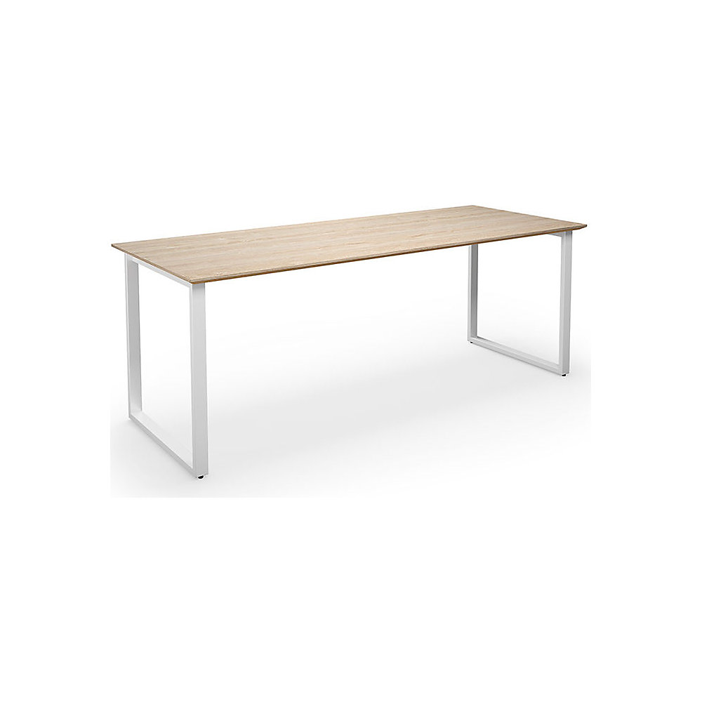 Multifunctionele tafel DUO-O Trend, recht blad, diepte 800 mm, breedte 2000 mm, eikenhout / wit
