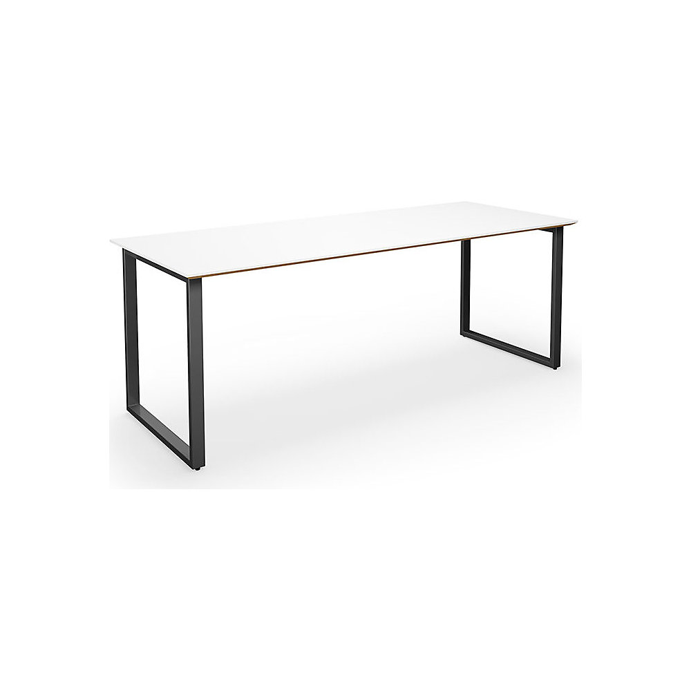 Multifunctionele tafel DUO-O Trend, recht blad, diepte 800 mm, breedte 2000 mm, wit / zwart
