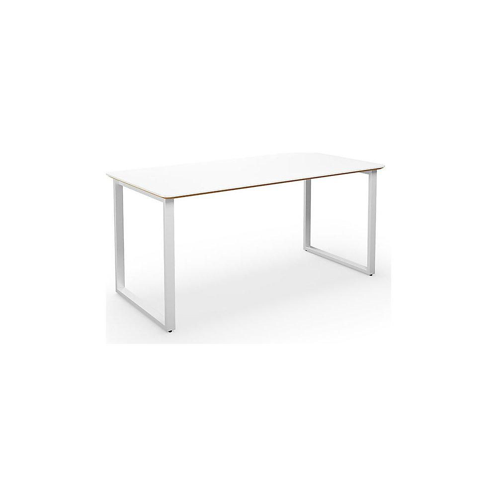 Multifunctionele tafel DUO-O Trend, recht blad, afgeronde hoeken, diepte 800 mm, breedte 1600 mm, wit / wit