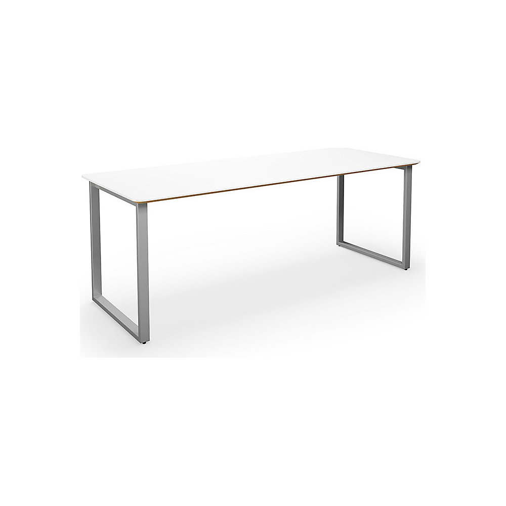 Multifunctionele tafel DUO-O Trend, recht blad, afgeronde hoeken, diepte 800 mm, breedte 2000 mm, wit / zilverkleurig