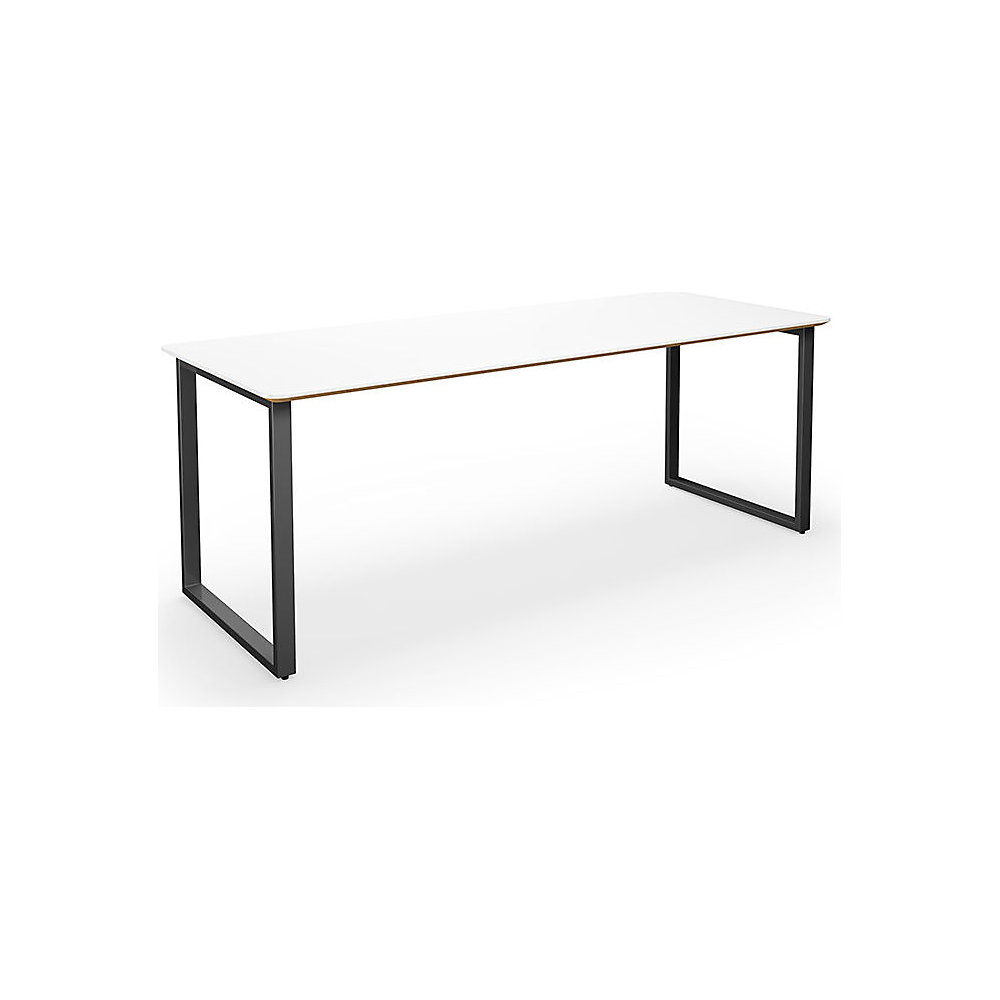 Multifunctionele tafel DUO-O Trend, recht blad, afgeronde hoeken, diepte 800 mm, breedte 2000 mm, wit / zwart