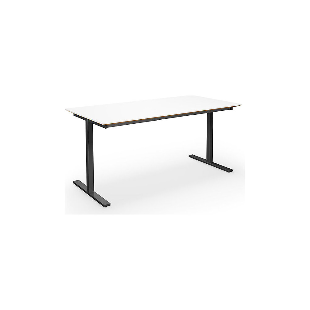 Multifunctionele tafel DUO-T Trend, recht blad, diepte 800 mm, breedte 1600 mm, wit / zwart