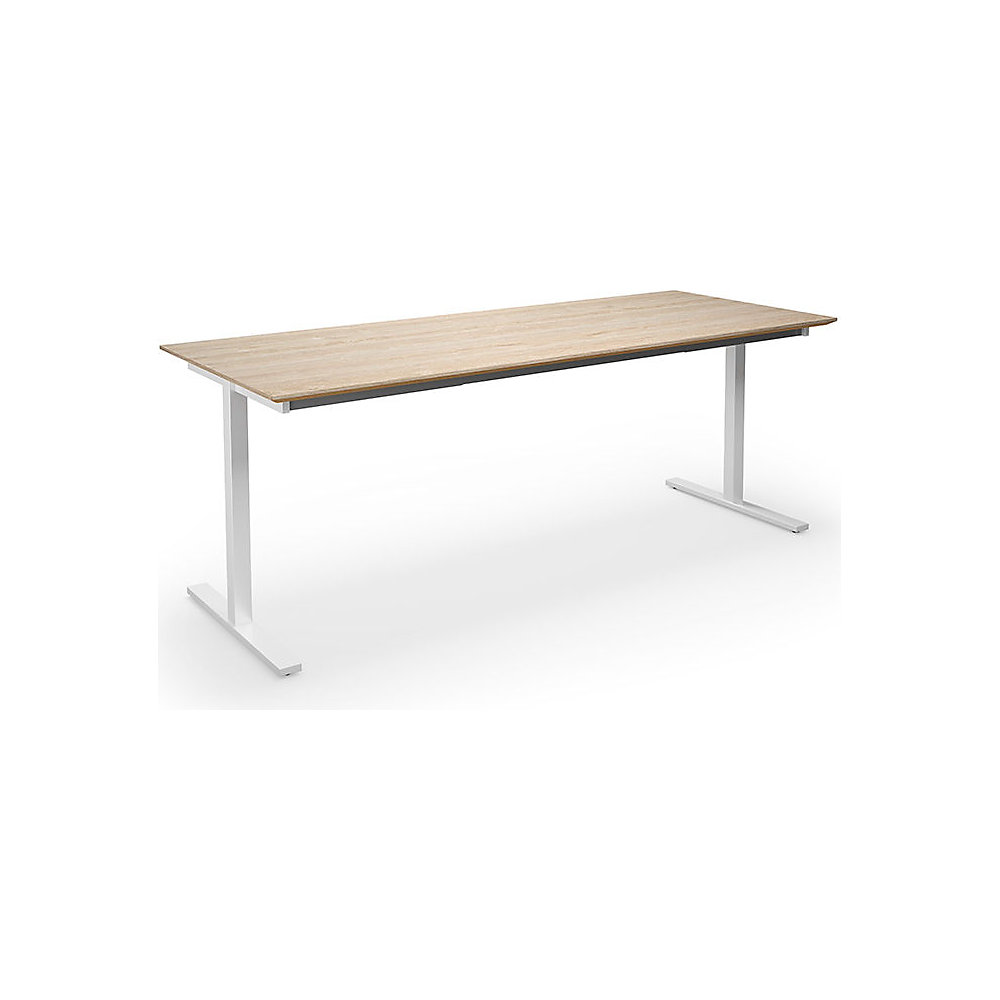 Multifunctionele tafel DUO-T Trend, recht blad, diepte 800 mm, breedte 2000 mm, eikenhout / wit