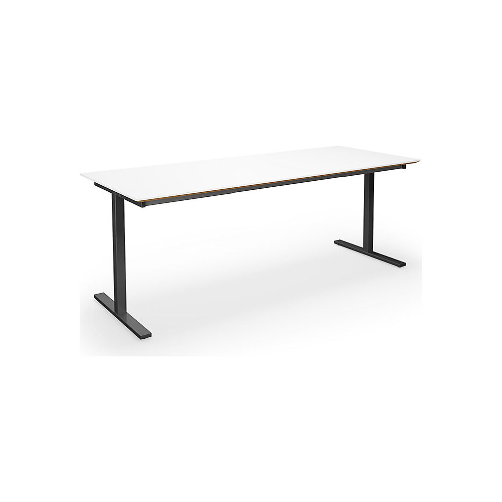 Multifunctionele tafel DUO-T Trend, recht blad, diepte 800 mm, breedte 2000 mm, wit / zwart