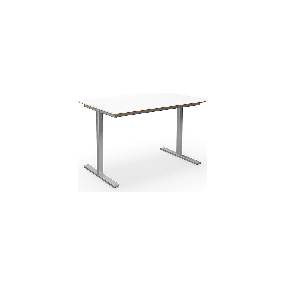 Multifunctionele tafel DUO-T Trend, recht blad, afgeronde hoeken, diepte 800 mm, breedte 1200 mm, wit, zilverkleurig
