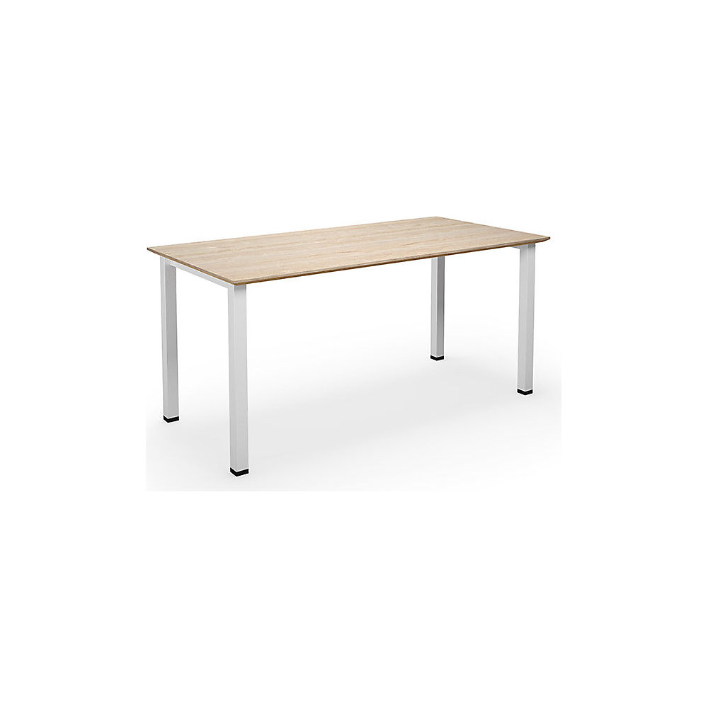 Multifunctionele tafel DUO-U Trend, recht blad, diepte 800 mm, breedte 1600 mm, eikenhout, wit