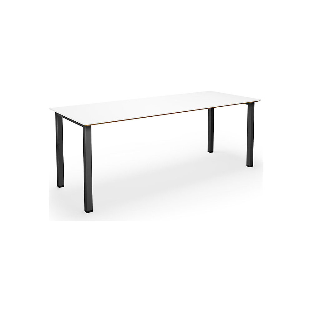 Multifunctionele tafel DUO-U Trend, recht blad, diepte 800 mm, breedte 2000 mm, wit, zwart