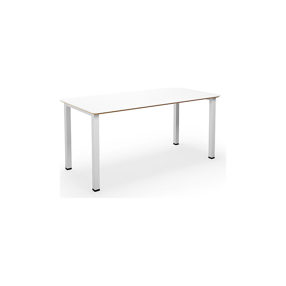 Multifunctionele tafel DUO-U Trend, recht blad, afgeronde hoeken, diepte 800 mm, breedte 1600 mm, wit, wit