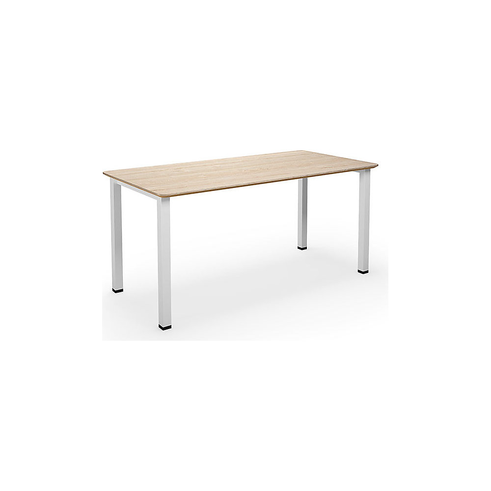 Multifunctionele tafel DUO-U Trend, recht blad, afgeronde hoeken, diepte 800 mm, breedte 1600 mm, eikenhout, wit