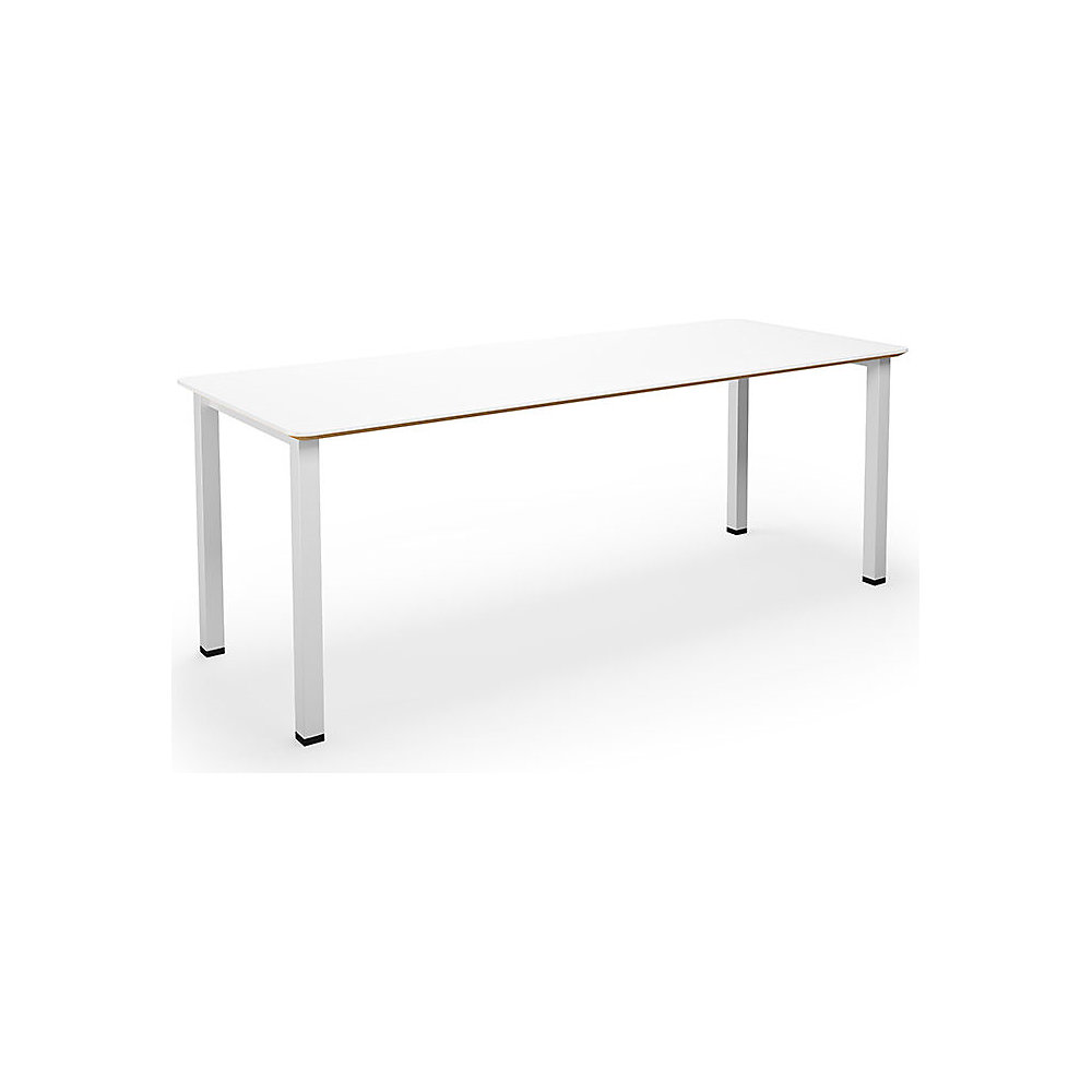 Multifunctionele tafel DUO-U Trend, recht blad, afgeronde hoeken, diepte 800 mm, breedte 1800 mm, wit, wit