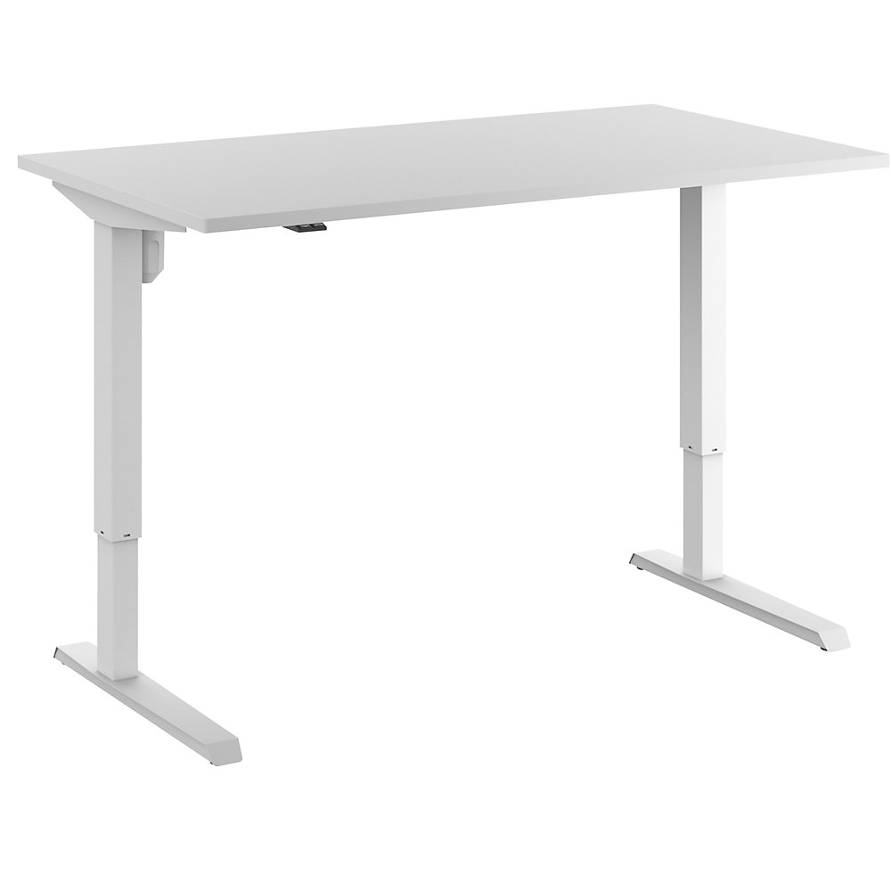 Eurokraft basic Bureau Venla, elektrisch in hoogte verstelbaar, recht, b x d = 1400 x 800 mm, lichtgrijs/wit