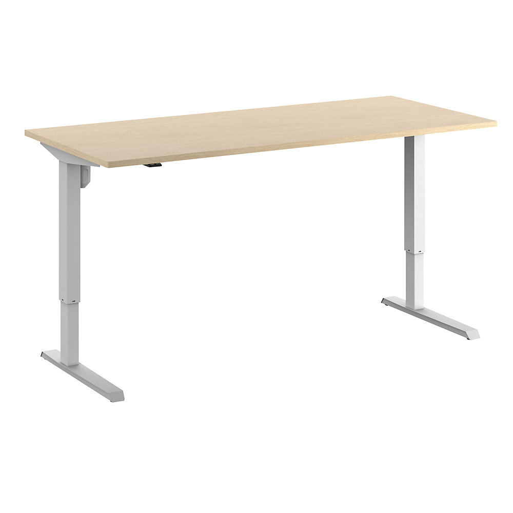 Eurokraft basic Bureau Venla, elektrisch in hoogte verstelbaar, recht, b x d = 1800 x 800 mm, berkenhout/wit