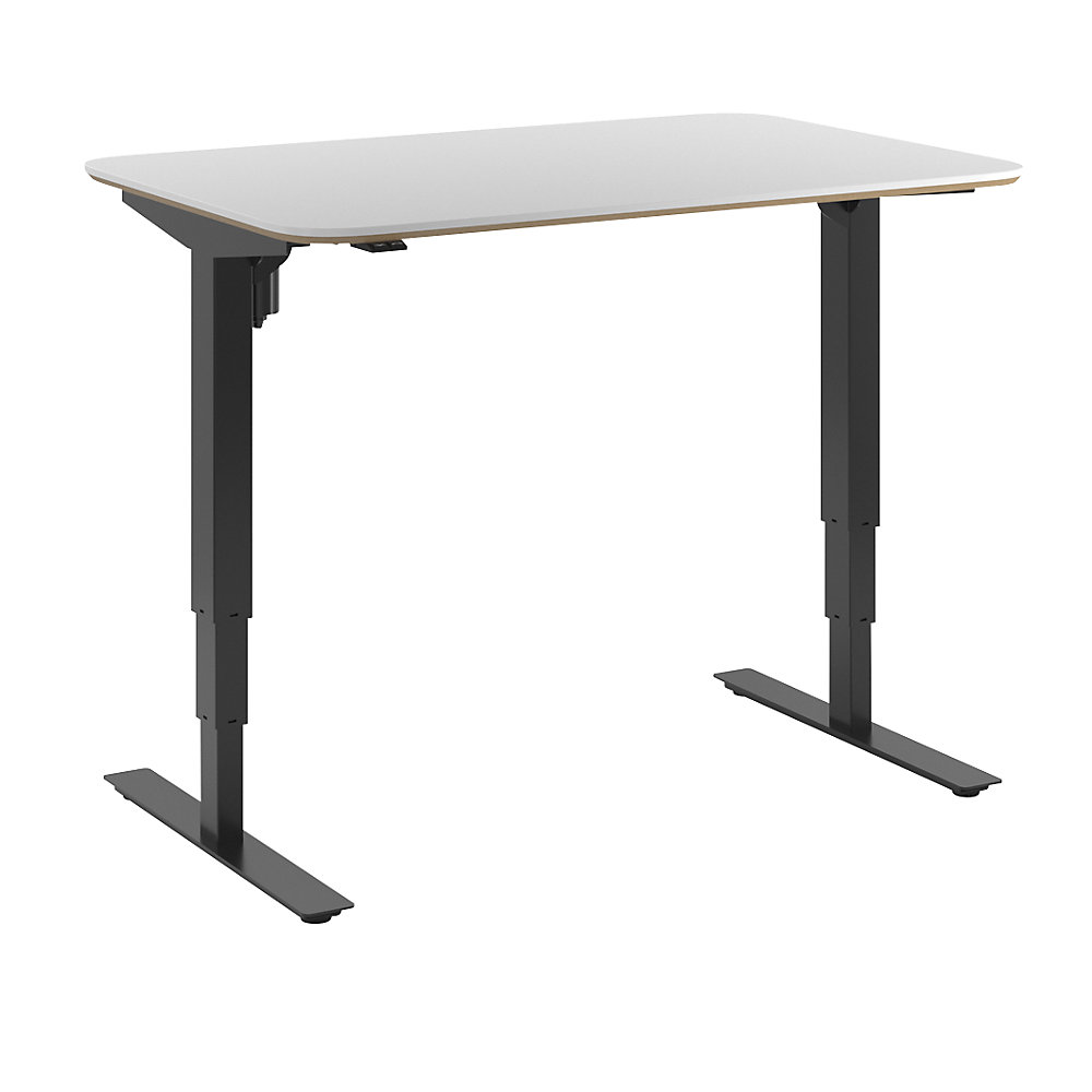 Bureau Atlanta Trend, elektrisch in hoogte verstelbaar, rechte, afgeronde hoeken, b x d = 1200 x 800 mm, wit/zwart