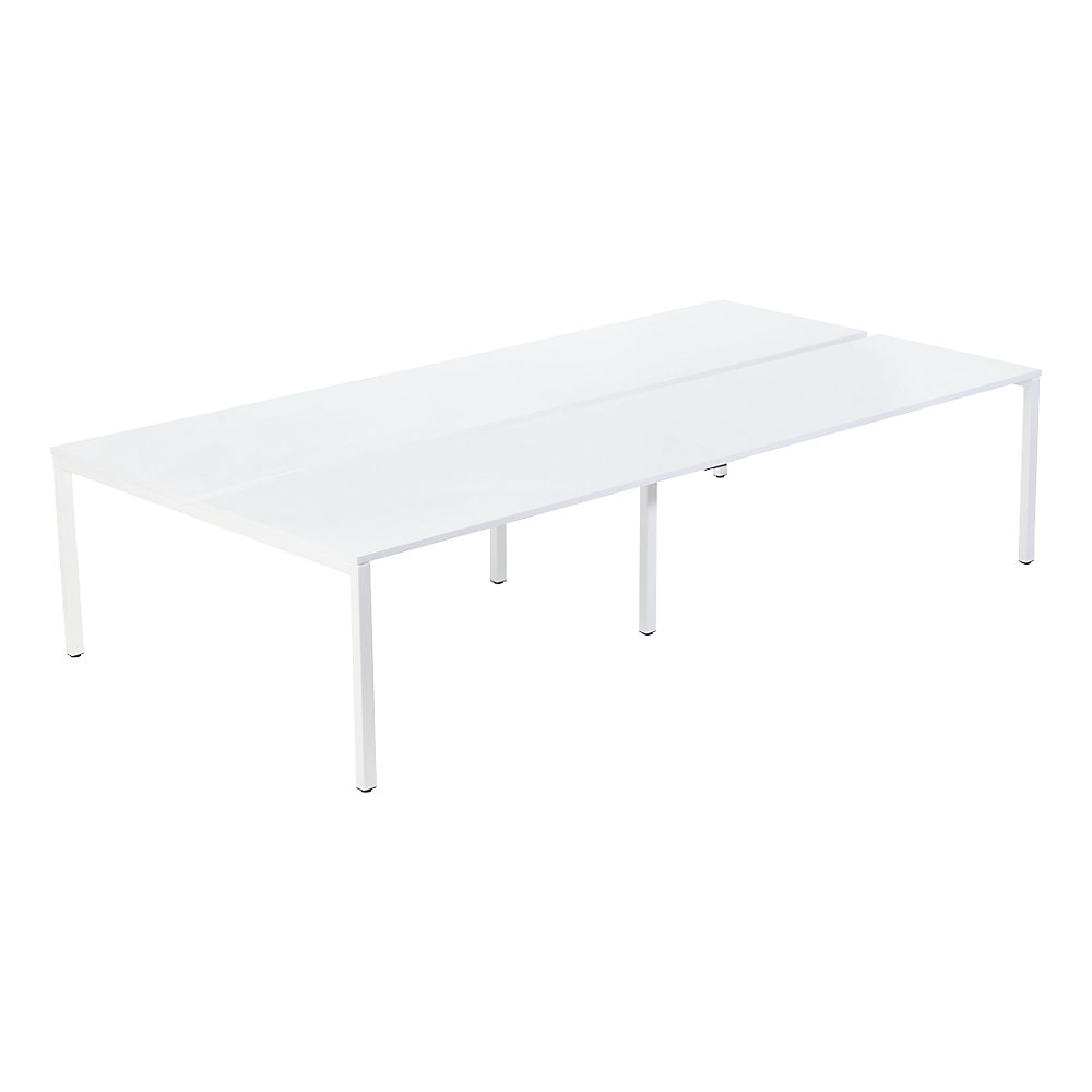 EasyDesk Teambureau voor vier personen, breedte 1400 / 2800 mm, diepte 600 / 1260 mm, wit