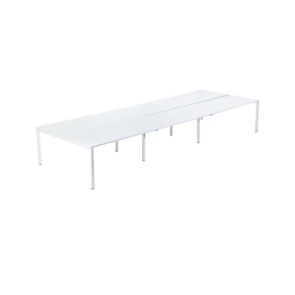 EasyDesk Teambureau voor zes personen, breedte 1600 / 4800 mm, diepte 600 / 1260 mm, wit