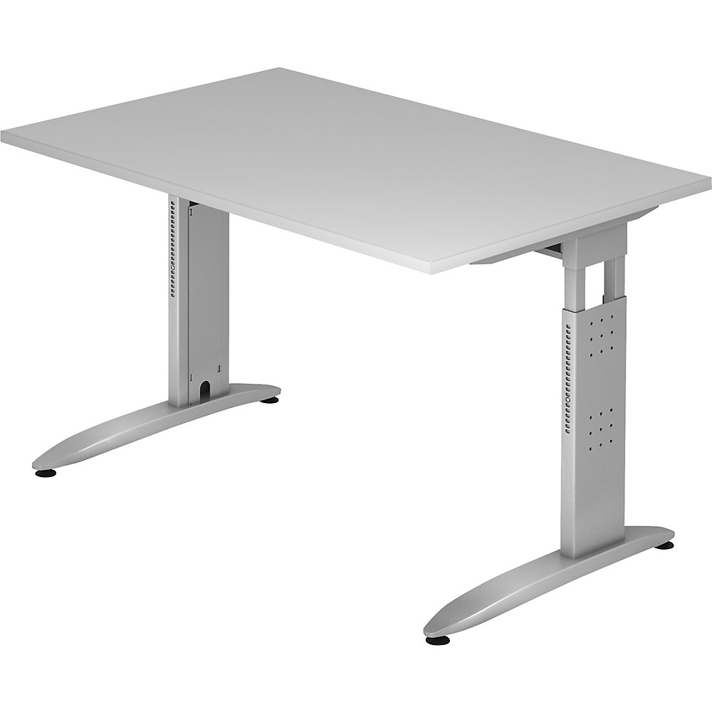 Eurokraft pro Bureautafel, C-vormig onderstel, in hoogte verstelbaar, h x b x d = 720 x 1200 x 800 mm, lichtgrijs