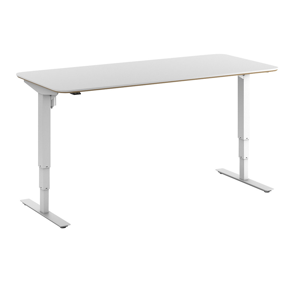 Bureau Atlanta Trend, elektrisch in hoogte verstelbaar, rechte, afgeronde hoeken, b x d = 1800 x 800 mm, wit/wit