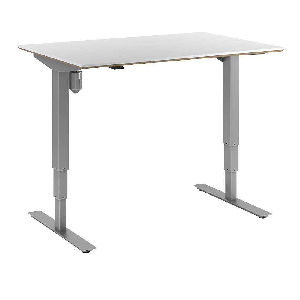 Bureau Atlanta Trend, elektrisch in hoogte verstelbaar, recht, b x d = 1200 x 800 mm, wit/zilver