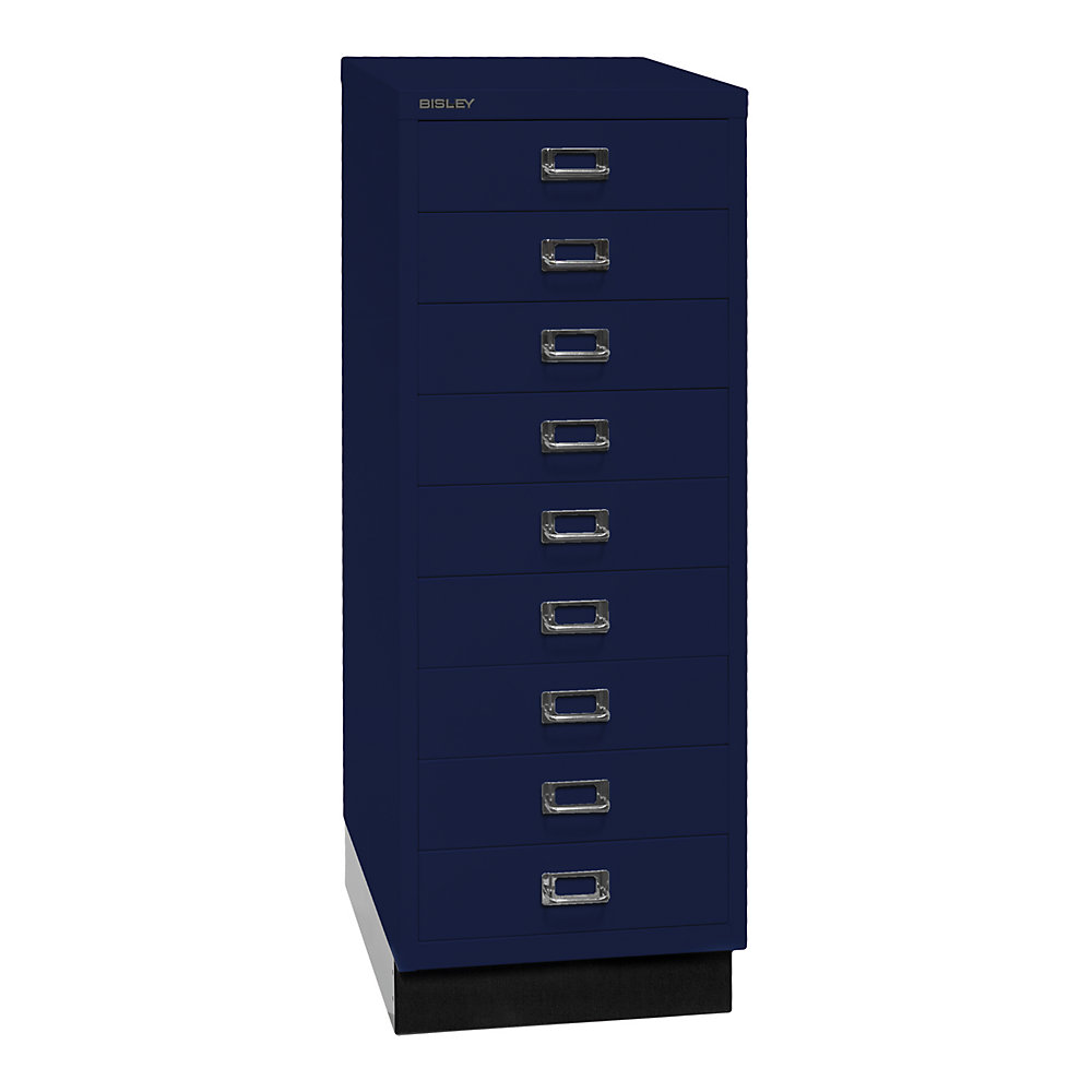 Bisley MultiDrawer™ 39 serie, met sokkel, A3, 9 laden, oxfordblauw, zwart