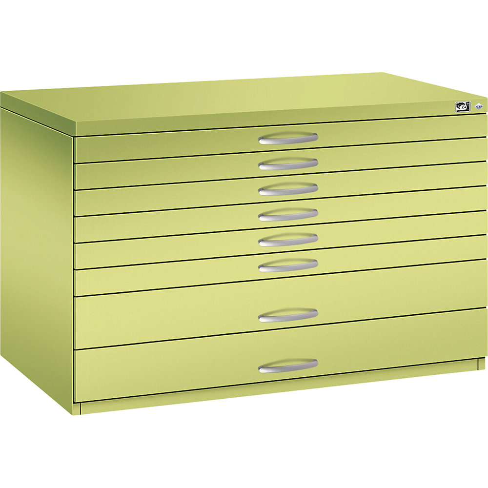 C+P Tekeningkast, A1, 8 laden, hoogte 760 mm, felgroen