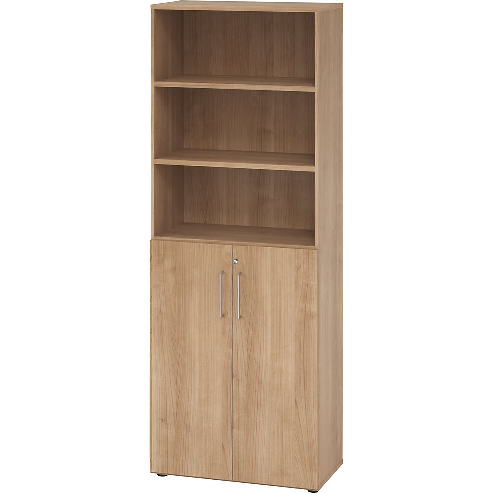Eurokraft pro Kantoorstellingkast, 5 legborden, 6 ordnerhoogtes, waarvan 3 open, notenhout