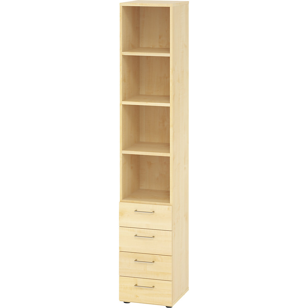Eurokraft pro Stellingkast, 3 legborden / 4 laden, ahornhoutdecor