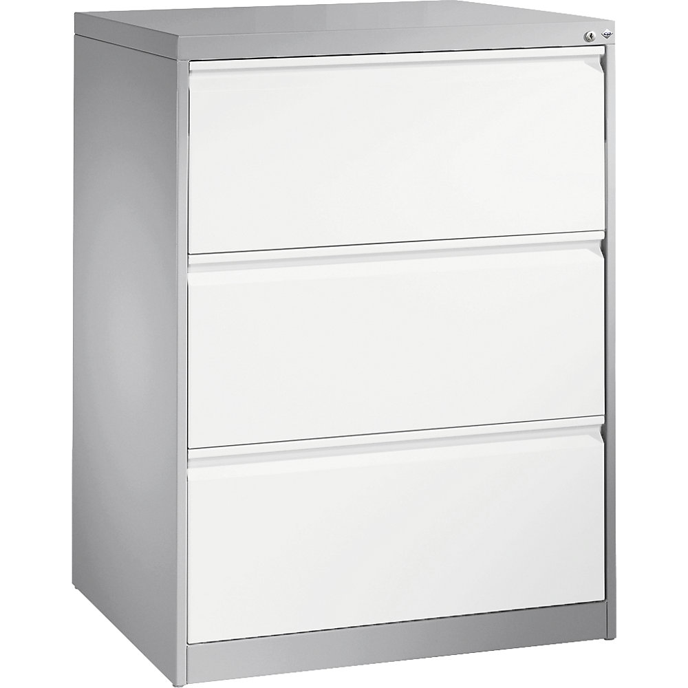 Kaartsysteemkast ACURADO, 2 rijen, 3 laden, blank aluminiumkleurig/verkeerswit