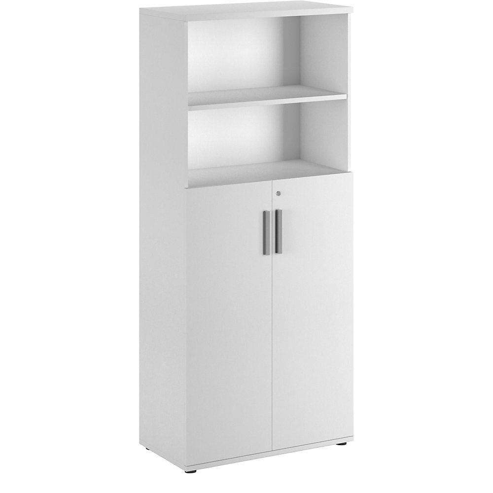Kast Portland, b x d = 800 x 420 mm, h 1845 mm, deurhoogte 1060 mm, wit geborsteld