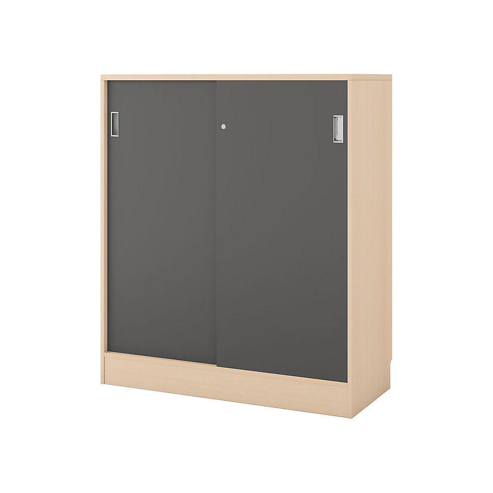 Kast Chicago met schuifdeuren, h x b x d = 1353 x 1215 x 400 mm, berkenhout / donkergrijs